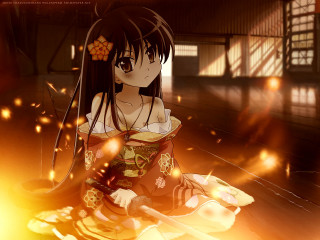 Woman kimono fire autumn anime - a fire free wallpaper