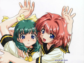 Anime girls hugging school uniform - two anime girl free wallpaper
