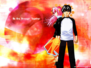 Anime couple sunset fire pink - swirl free wallpaper