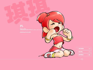 Cartoon girl red hair sitting - her mouth open free wallpaper