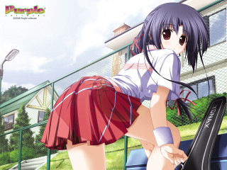 Girl tennis court anime racket - net art free wallpaper