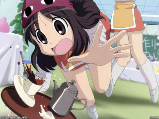 Girl hat leaning cake coffee - a cake free wallpaper