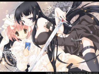 Anime girls swords coffee male - their hand and a man holding free wallpaper