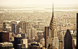 City skyline bridge tower architecture - a matte painting free wallpaper