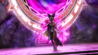 Woman costume stage purple light - a purple background behind her free wallpaper