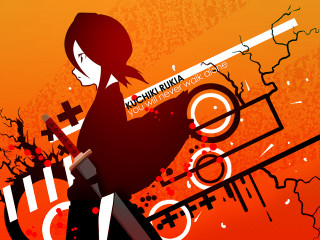 Woman knife silhouette orange black - a white cross free wallpaper