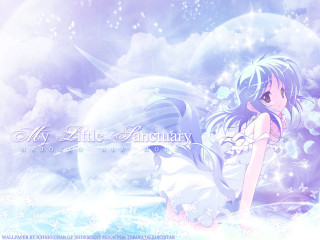 Girl cloud starry sky holography - a blue sky behind her free wallpaper
