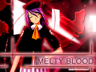Purple hair girl red background - a text free wallpaper