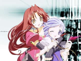 Anime girls hugging cityscape rayonism - a cityscape background free wallpaper