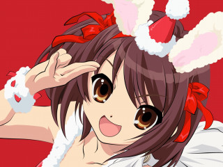 Alice bunny ears red background - a red ribbon free wallpaper