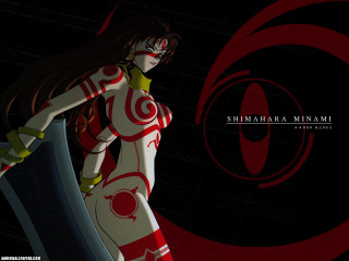 Woman red white dress sword 2 - dress holding free wallpaper