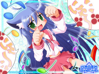 Blue hair girl pink dress - her finger free wallpaper