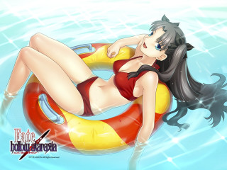 Cartoon girl bikini lifepreserver water - a cartoon girl in a bikini free wallpaper