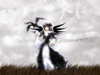 Woman dress bird field storm - dark fantasy art free wallpaper