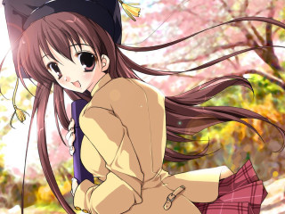 Girl hat longhair park anime - long hair and a hat free wallpaper