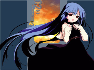 Blue hair sunset dress belt - long blue hair free wallpaper