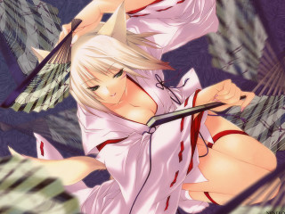 Woman white dress bird anime - a white dress holding free wallpaper