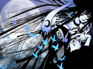 Woman hat longhair fullmoon bluebutterflies - long hair and a hat free wallpaper