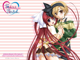 Anime girls hugging sailor hats - their head free wallpaper