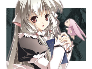 Anime girl white hair pink - a pink bird free wallpaper