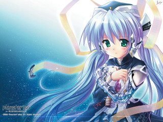 Anime girl white hair sword 3 - her hand and a sword free wallpaper