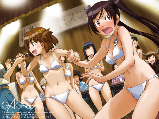 Bikini dancing bar women microphone - a man in the background and a woman in the foreground free wallpaper
