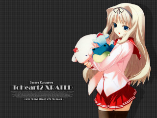 Girl teddy bear blonde blue - a white outline free wallpaper