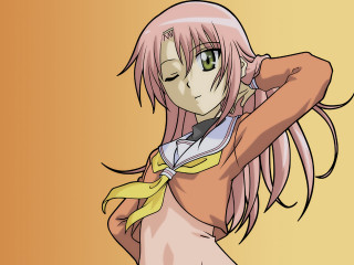 Pink hair yellow uniform gradient - aguri uchida free wallpaper