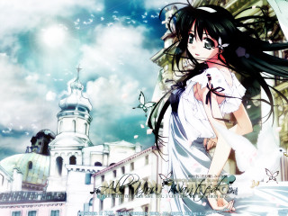Girl white dress clock tower - a white dress free wallpaper