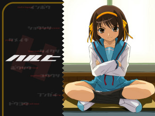 Girl crossing arms sitting school - sign free wallpaper