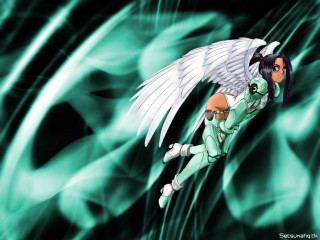 Angel wings glowing green smoke - ann thetis blacker free wallpaper