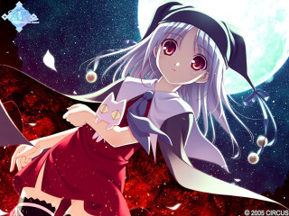 Girl cat moon stars anime - her shoulder free wallpaper