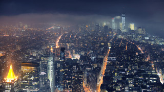 City night lights buildings fog 2 - building free wallpaper