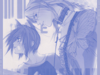 Anime characters butterfly blue white - background free wallpaper