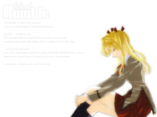 Girl blonde anime schooluniform sitting - a white background free wallpaper