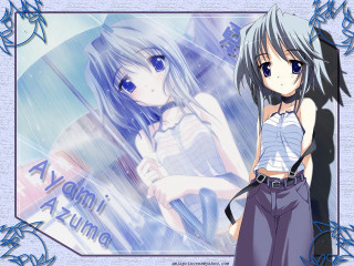 Anime girls blue background rain - visual free wallpaper