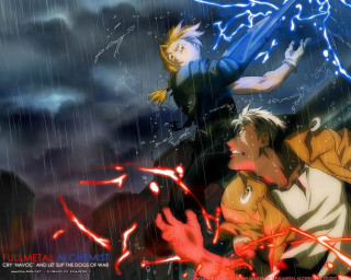Rain lightning storm anime boys - anime visual free wallpaper