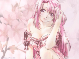 Pink hair pink dress anime - pink hair free wallpaper