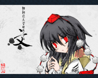 Girl black hair red bow - a white rabbit free wallpaper