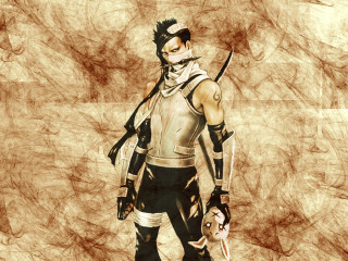 Ninja male portrait dog cat - his hand in front of him free wallpaper