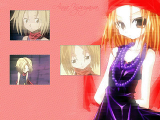 Purple dress girl anime portrait - a red scarf free wallpaper