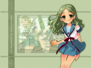 Girl dress bow portrait green - hint of yayoi kasuma free wallpaper