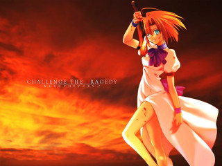 Woman white dress sword sunset - neoexpressionism free wallpaper