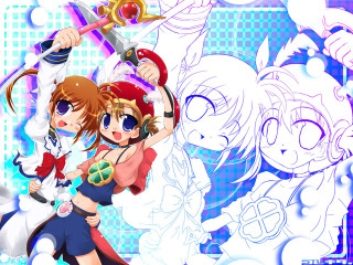Anime girls sword cat blue - neogeo free wallpaper