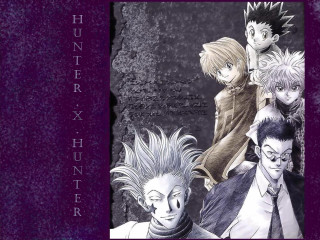 Hunter anime characters purple background - a black border free wallpaper