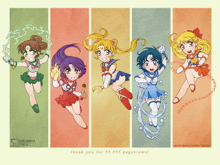 Anime girls different poses colorful - a group of anime girls free wallpaper