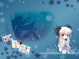 Anime girl snowflakes moon floral - a screenshot free wallpaper for desktop