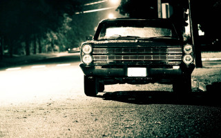 Car parked night headlights streetlight - its headlight free wallpaper