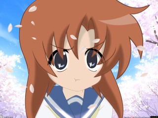Anime girl blue sky cherry - ayako rokkaku free wallpaper