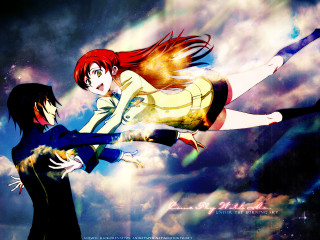 Anime characters flying clouds night - cloud behind them free wallpaper